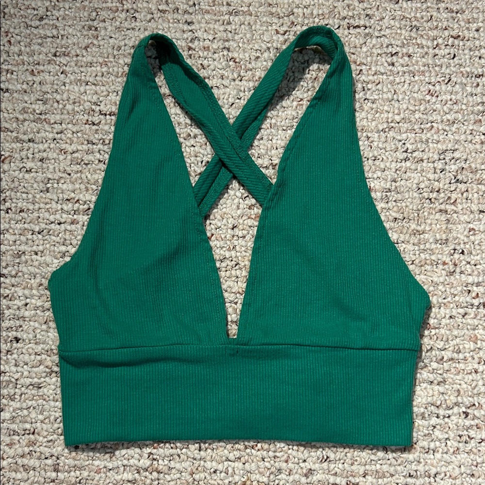 SHEIN Green Sports Bra with Cross-Back Design